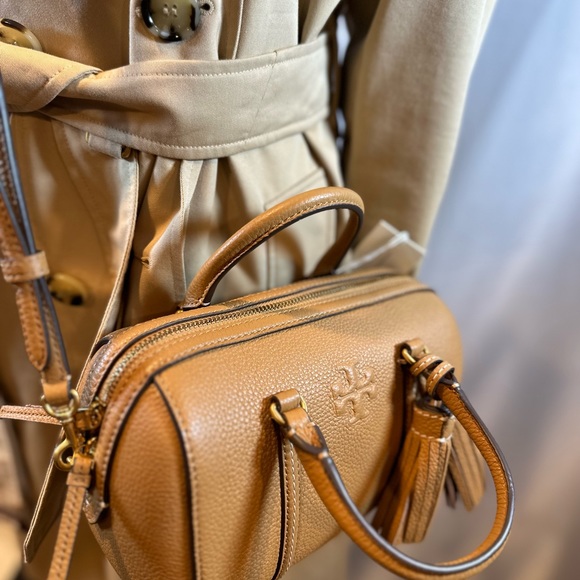 NWT! Tory Burch Thea Mini Satchel Tiramis Leather Crossbody - Picture 14 of 16